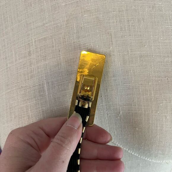 Vintage Women's Belt Gold Tone Metal Scale Elastic Stretch Buckle 1/2" Wide - Picture 4 of 5